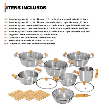 Imagem de Jogo de Panelas Completo 10 Peças Alumínio Fundido Grosso Batido Polido