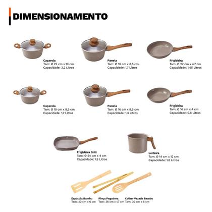 Imagem de Jogo de Panelas Completo 11 Peças Revestimento Cerâmico Premium Indução