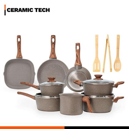 Imagem de Jogo de Panelas Completo 11 Peças Revestimento Cerâmico Premium Indução