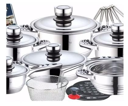 Imagem de Jogo De Panelas Completo Inox Aço Cirúrgico 23 Peças