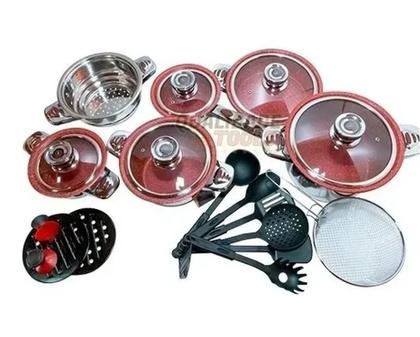 Imagem de Jogo De Panelas Completo Inox Aço Cirúrgico 23 Peças