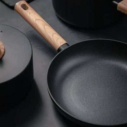 Imagem de Jogo de Panelas Conjunto Antiaderente Cerâmico Alumínio Forjado Concept Wood Kit 4 Peças