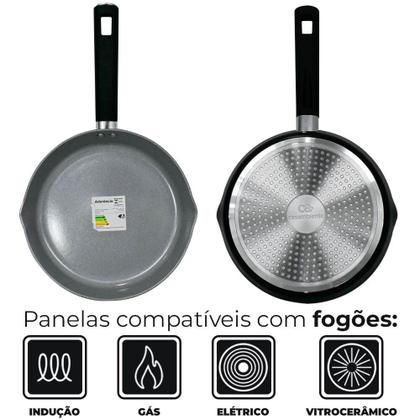 Imagem de Jogo de Panelas de Indução Antiaderente Cerâmica Chicago Preto 4 peças - Casambiente