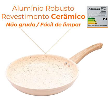 Imagem de Jogo de Panelas de Indução Antiaderente Cerâmica Granito Chef Bege 5 peças - Lyor