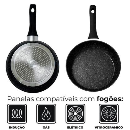 Imagem de Jogo de Panelas de Indução Antiaderente Cerâmica Viena Preto 5 peças - Casambiente