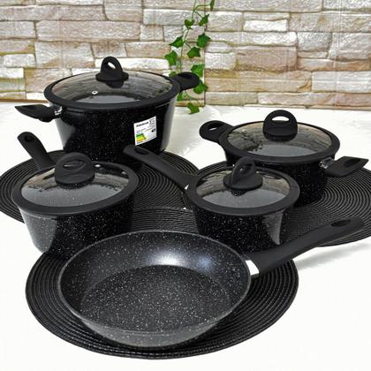 Imagem de Jogo de Panelas de Indução Antiaderente Cerâmica Viena Preto 5 peças - Casambiente
