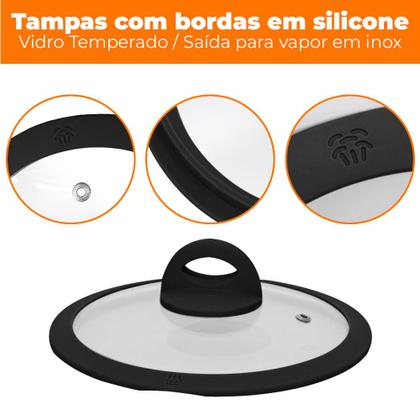 Imagem de Jogo de Panelas de Indução Antiaderente Cerâmica Viena Preto 5 peças - Casambiente