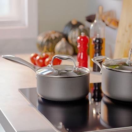 Imagem de Jogo De Panelas De Indução Brinox Diamond Antiaderente 4 Peças Cinza