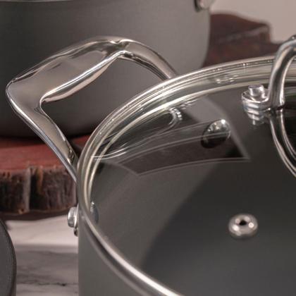 Imagem de Jogo De Panelas De Indução Brinox Diamond Antiaderente 4 Peças Cinza