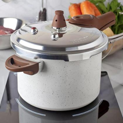 Imagem de Jogo De Panelas De Indução Cerâmiclife Vanilla 5pcs Brinox com frigideira wok 28cm