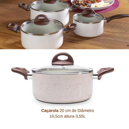 Imagem de Jogo De Panelas De Indução Cerâmiclife Vanilla 5pcs Brinox com frigideira wok 28cm