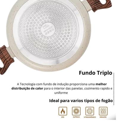 Imagem de Jogo De Panelas De Indução Cerâmiclife Vanilla 5pcs Brinox com frigideira wok 28cm