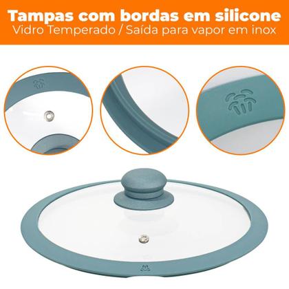 Imagem de Jogo de Panelas de induçao Revestimento Cerâmica Genebra Plus 7 Peças - Casambiente