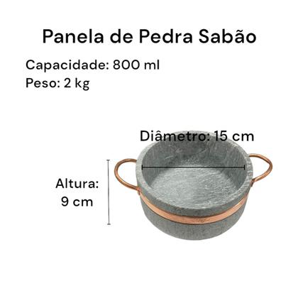 Imagem de Jogo de Panelas de Pedra Sabão 5 peças com Panela de Pressão 4 Litros
