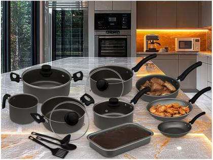 Imagem de Jogo de Panelas Eirilar Antiaderente de Alumínio Grafite 12 Peças Facility