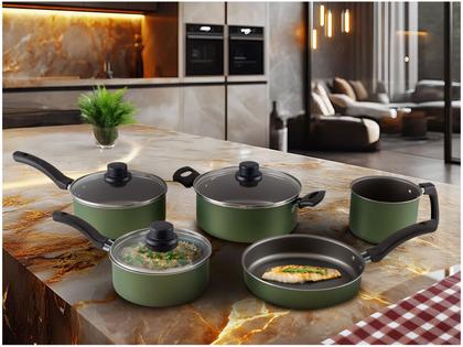 Imagem de Jogo de Panelas Eirilar de Alumínio Verde 5 Peças Esmeralda