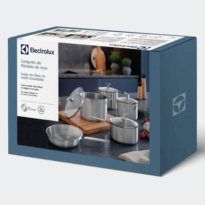 Imagem de Jogo de Panelas Electrolux Inox Com 5 Peças Design Com Fundo Triplo