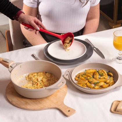 Imagem de Jogo de Panelas Empilhável Brinox Loft 7 Peças Antiaderente Ceramic Life, Cabo Removível e Fundo de Indução - Areia