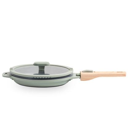 Imagem de Jogo de Panelas Empilhável Brinox Loft 7 Peças Antiaderente Ceramic Life, Cabo Removível e Fundo de Indução  Verde