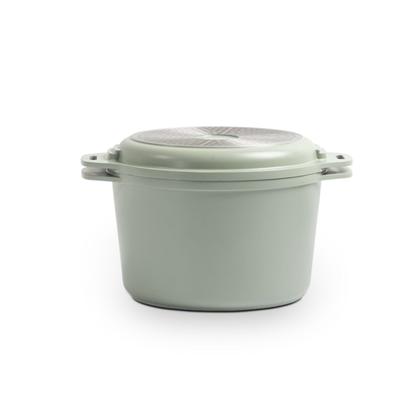 Imagem de Jogo de Panelas Empilhável Brinox Loft 7 Peças Antiaderente Ceramic Life, Cabo Removível e Fundo de Indução  Verde