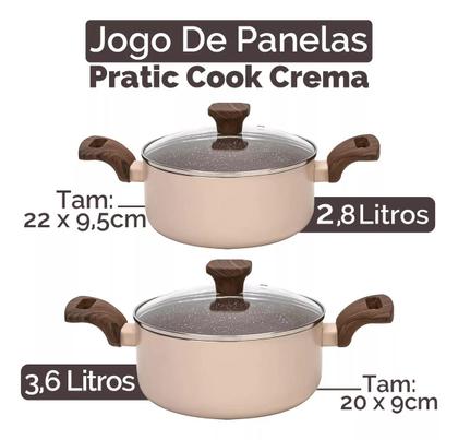 Imagem de Jogo De Panelas Fogão Indução Antiaderente Cerâmica 10 Peças Mimo Crema