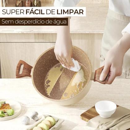 Imagem de Jogo De Panelas Fogão Indução Antiaderente Cerâmica 10 Peças Mimo Crema