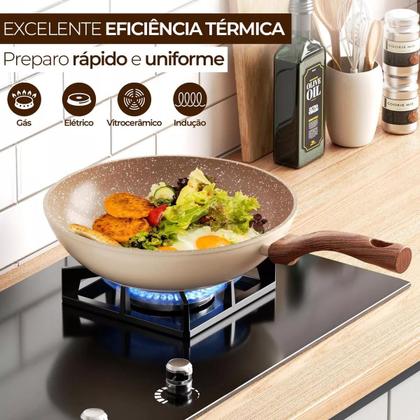 Imagem de Jogo De Panelas Fogão Indução Antiaderente Cerâmica 10 Peças Mimo Crema