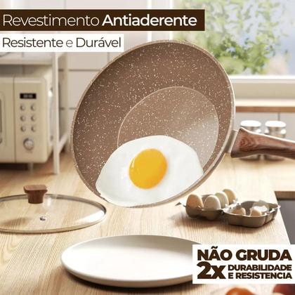 Imagem de Jogo De Panelas Fogão Indução Antiaderente Cerâmica 10 Peças Mimo Crema