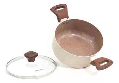 Imagem de Jogo De Panelas Fogão Indução Antiaderente Cerâmica 5 Peças Mimo Crema