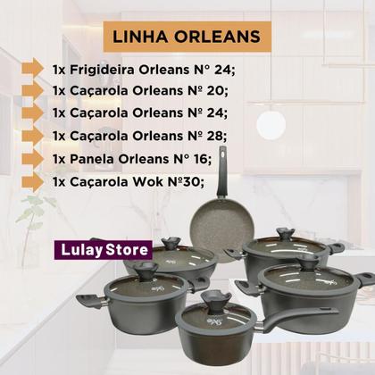 Imagem de Jogo de Panelas Granito Marmorizado Antiaderente Orleans Conjunto Caçarolas Indução Cozinha Lua de Mel Revestimento Cerâmico Não Gruda Tampa de Vidro