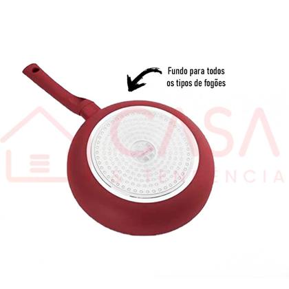 Imagem de Jogo de Panelas Hercules Revestimento Ceramico Indução 4 Peças Antiaderente Vermelho