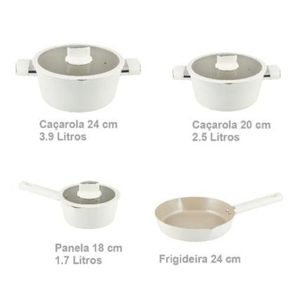 Imagem de Jogo de Panelas Indução 4 Peças Branco Chicago Casambiente