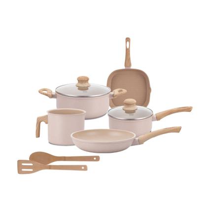 Imagem de Jogo de Panelas Indução Antiaderente, Fundo Triplo, Revestimento Cerâmico, Alumínio Ecoglide e Tampas de Vidro