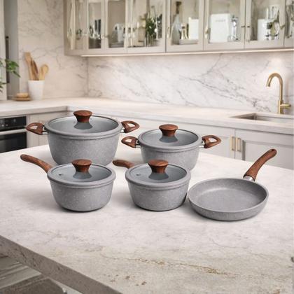 Imagem de Jogo de Panelas Indução Premium Antiaderente Ceramico Tampa Vidro