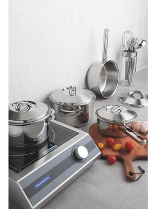 Imagem de Jogo De Panelas Inox Tramontina Indução Gás 4 Peças Solar Clean Fundo Triplo