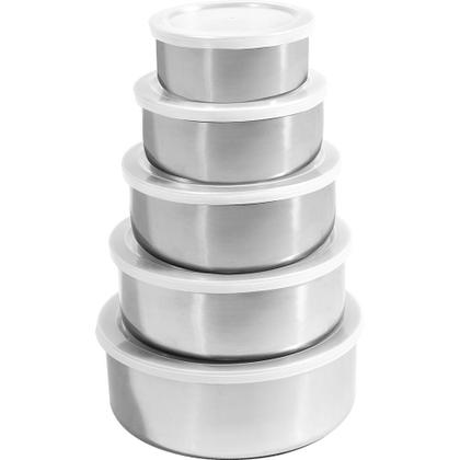 Imagem de Jogo De Panelas Life Smart Revestimento Cerâmica 7 Peças Brinox E Tigelas Com Tampa Inox 5 Peças