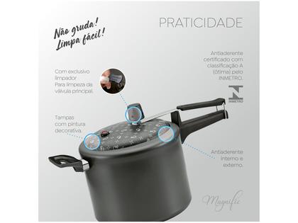 Imagem de Jogo de Panelas Panelux Antiaderente de Alumínio Grafite 7 Peças Magnific