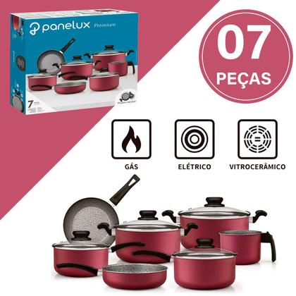 Jogo de Panelas Panelux Premium Antiaderente Cereja 7 Peças - Jogo