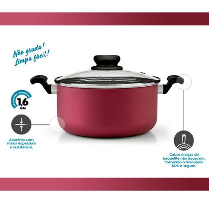 Jogo de Panelas Panelux Premium Antiaderente Cereja 7 Peças - Jogo