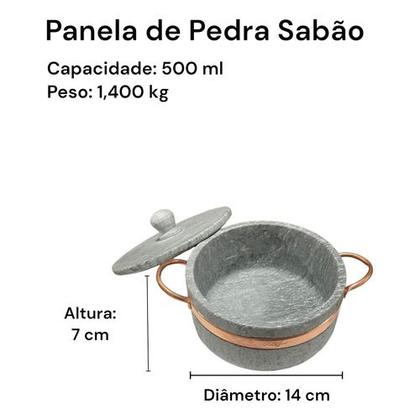 Imagem de Jogo de Panelas Pedra Sabão 04 peças - 500ml +1L +1,5L +3L