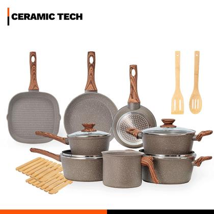 Imagem de Jogo de Panelas Premium 12 Peças Revestimento Cerâmico Antiaderente Indução