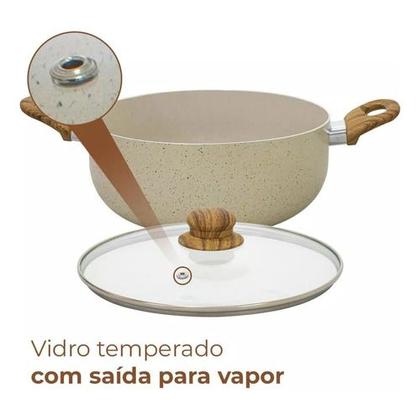 Imagem de Jogo de Panelas Revestimento Cerâmica Casambiente 8 Peças Vanilla Sahara