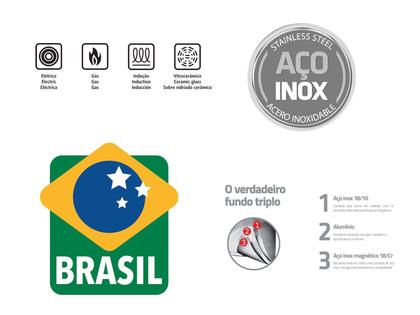 Imagem de Jogo de Panelas Revestimento Cerâmico Tramontina Solar Inox