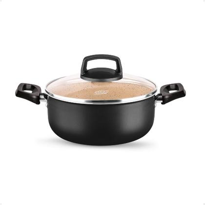 Imagem de Jogo de Panelas Safira 7 Peças de Alumínio Antiaderente Preto/Bege MTA - 8494