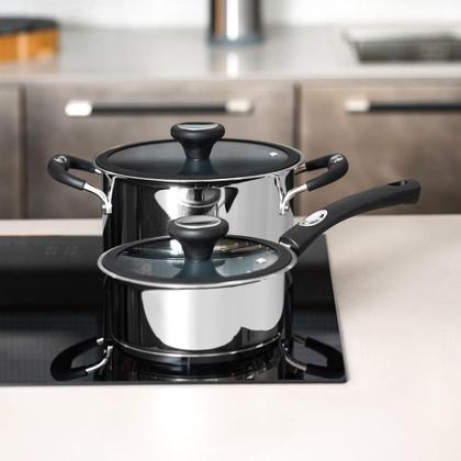 Imagem de Jogo De Panelas Solar Ceramic Aço Inox Fundo Triplo Rev Interno Cerâmico 4 Peças Tramontina 65120026