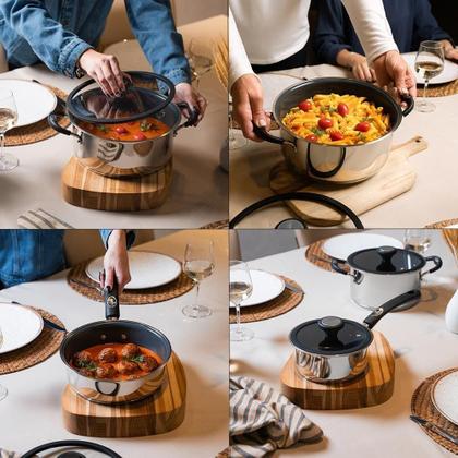 Imagem de Jogo De Panelas Solar Ceramic Aço Inox Fundo Triplo Rev Interno Cerâmico 4 Peças Tramontina 65120026