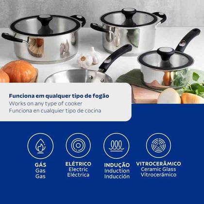 Imagem de Jogo de Panelas Solar Silicone Inox Fundo Triplo 4 Peças Tramontina