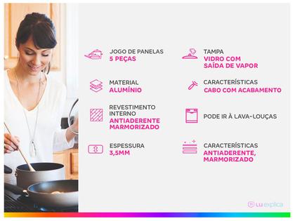 Imagem de Jogo de Panelas Tognana Antiaderente de Alumínio Marrom 5 Peças Perolado