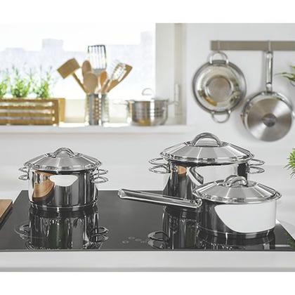 Imagem de Jogo de Panelas Tramontina 3 Pçs Aço Inox Fundo Triplo Solar