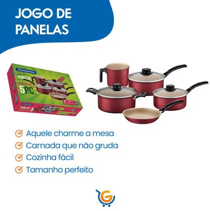 Imagem de Jogo de Panelas Tramontina 5 Peças Turim com Revestimento Interno e Externo Antiaderente Starflon Max